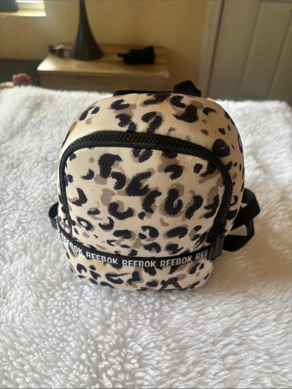 Reebok Leopard Print Mini Backpack - Beige & Black